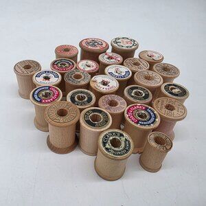 Vintage Wooden Thread Spools Mixed Lot Of 26 Clarks Coats Antique 1" TO 1.5"
